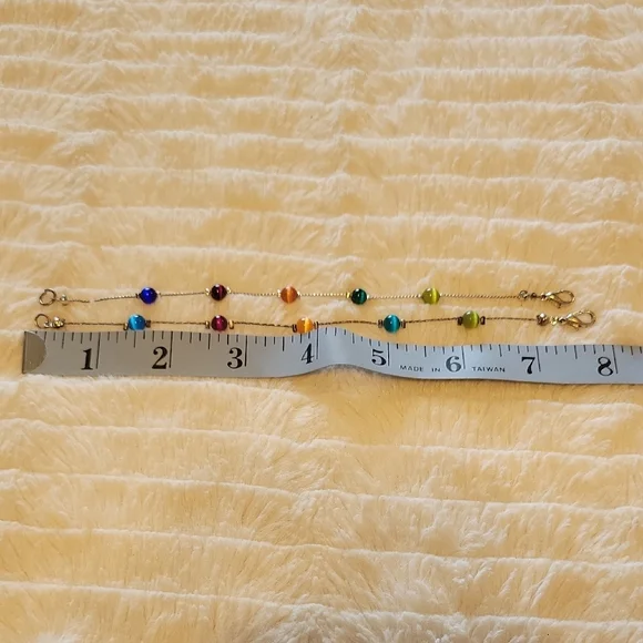 Set Of 2 Colorful Beaded Sterling Silver Bracelets - Picture 2 of 4